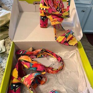 Gianni Bini Multi-Color Strappy Block Heel Sandals